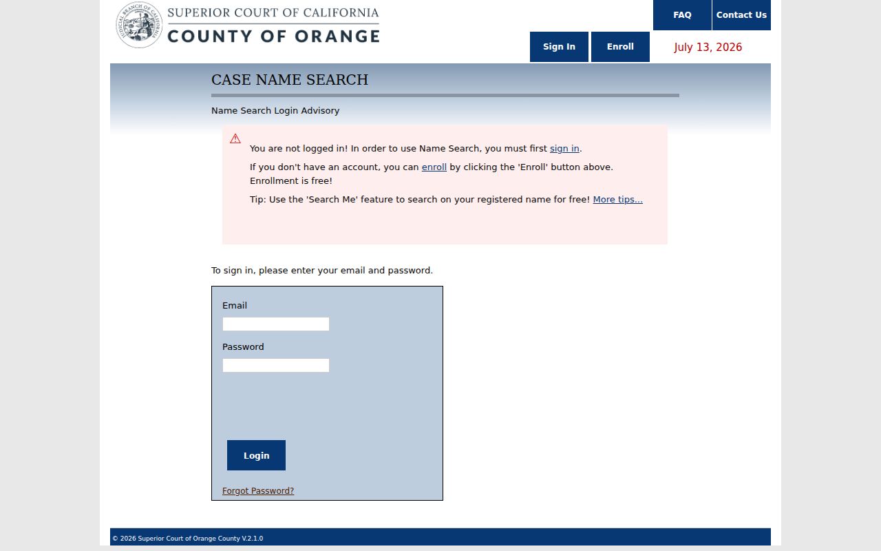 Anaheim people search Orange County court name search