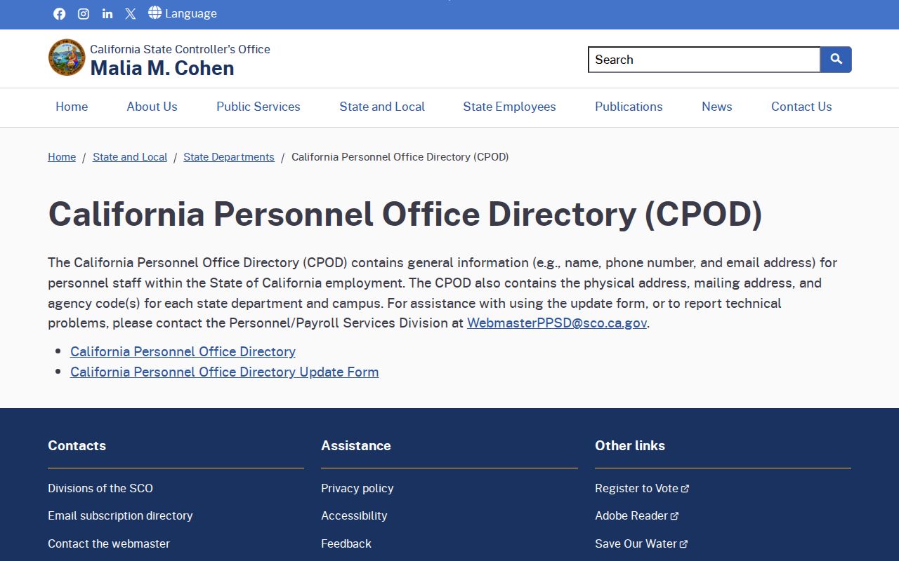 Anaheim people directories California Personnel Office Directory