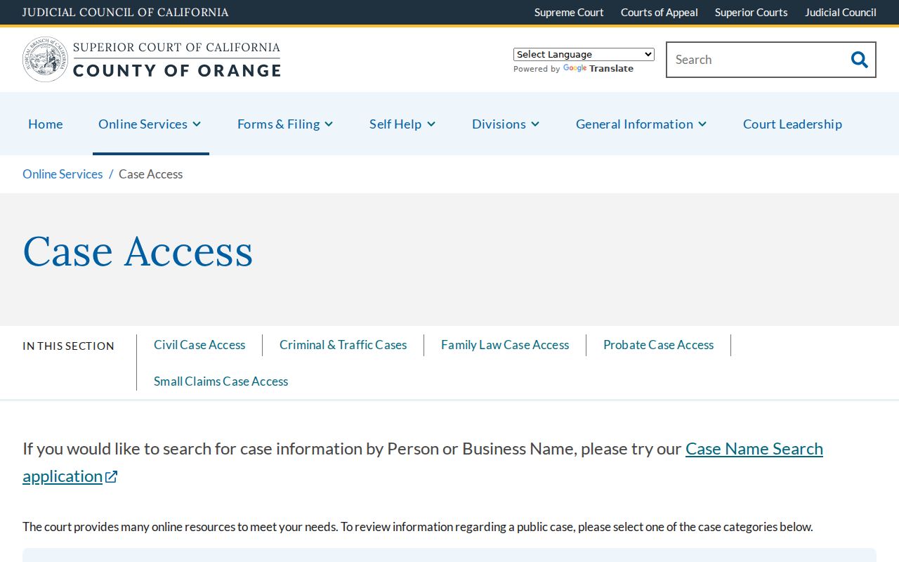 Anaheim public records court access through Orange County Superior Court
