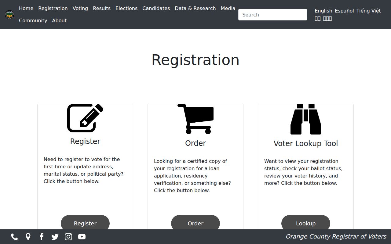 Anaheim voter registration records through Orange County voter registration tools
